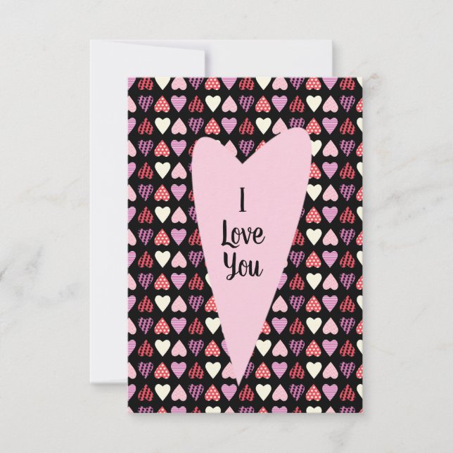Modern Valentines Hearts Pattern Greeting Cards (Front)