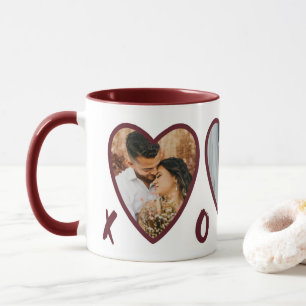 Modern Valentines Red Hearts Photo Collage Mug