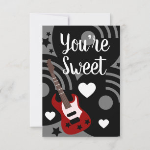 Modern Valentines Rock Guitar Musical Hearts Card