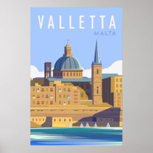 Modern Valletta malta Travel Poster