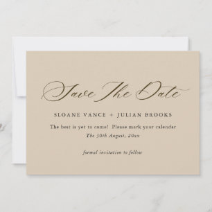Modern Vanilla Typography Save the Date Card