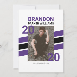 Modern Varsity Photo Grad Invitation Card