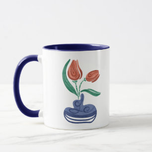 Modern Vase with Tulips Floral Still Life Art Mug