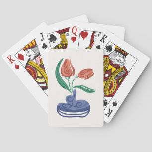 Modern Vase with Tulips Floral Still Life Art Playing Cards