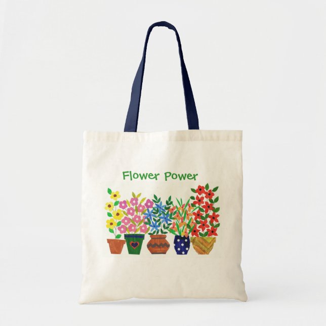 Modern Vases of Flowers and Text Tote Bag (Front)