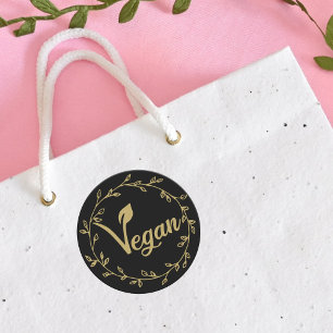 Modern Vegan Leaf Classic Round Sticker