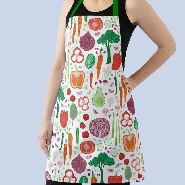 Modern Vegetable Pattern Apron (Fun modern vegetable food art pattern apron for kitchen, garden and catering business)