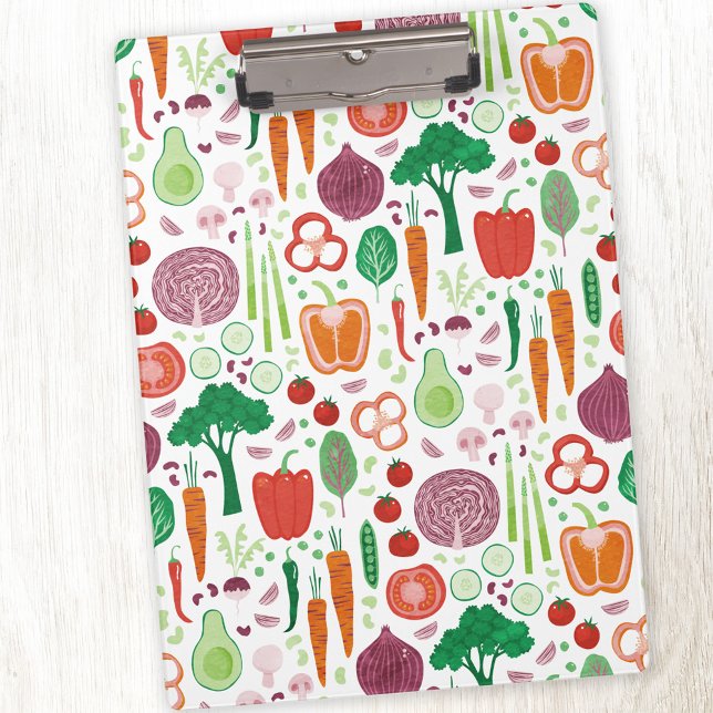 Modern Vegetable Pattern Clipboard (Fun vegetable food pattern clipboard)