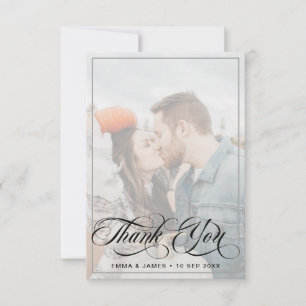 Modern Vellum Cursive Handwriting Wedding Photo Thank You Card