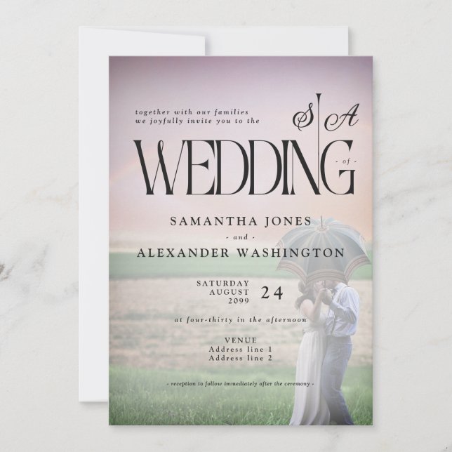 Modern Vellum Overlay Photo Chic Monogram Wedding Invitation (Front)