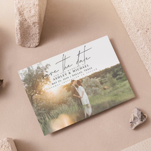 Modern Vellum Typography 2 Photo Wedding Save The Date (Creator Uploaded)
