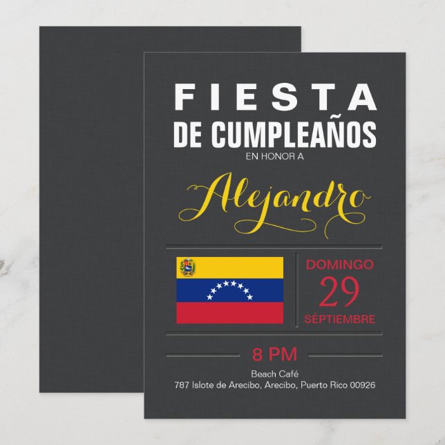 Modern: Venezuela Party Invitation (Front/Back)