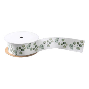 Modern versatile Eucalyptus branch border Ribbon Satin Ribbon