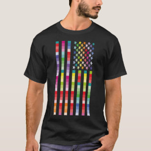 MODERN VERSION MULTICOLOR USA/USA FLAG BY MASANSE T-Shirt