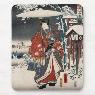 Modern Version of the Tale of Genji in Snow Scene Mouse Mat