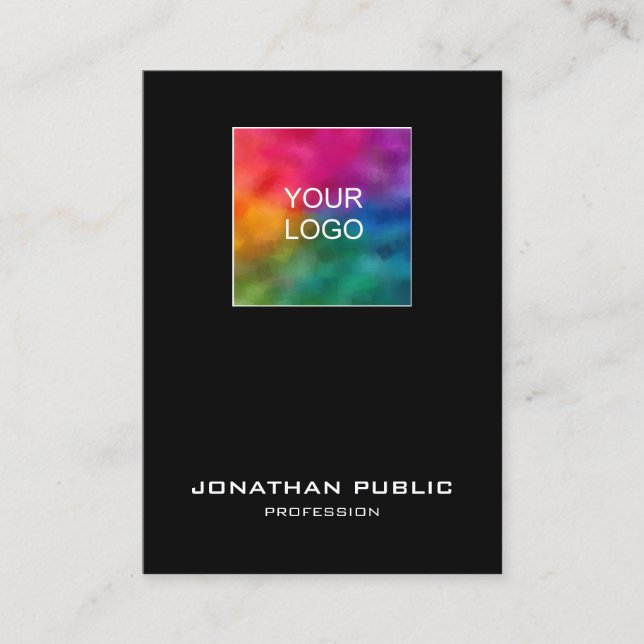 Modern Vertical Business Cards Add Company Logo (Front)