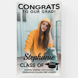 Modern Vertical Congrats Grad Photo Graduation Banner