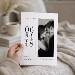 Modern Vertical Date Editorial Photo Wedding  Save The Date