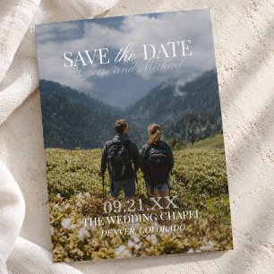 Modern Vertical Double-sided Photo Save The Date