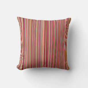 Modern vertical lines in red & brown shades cushion