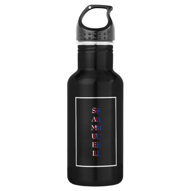 Modern Vertical Monogram Black White 532 Ml Water Bottle (Front)