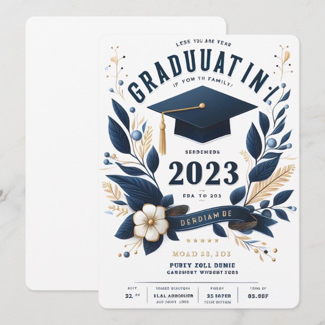 Modern Vertical Photo Graduation Invitation class  (Front/Back)