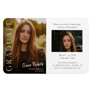 Modern Vertical Photo Graduation Invitations Magnet