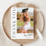Modern Vertical Photo Graduation Thank You Card<br><div class="desc">This modern elegant stylish photo graduation thank you card features a vertical photo and headline with customisable script name and text on the front. The back has a personal message and signature that are both removable if you prefer to hand write your thank you notes. Click the edit button to...</div>