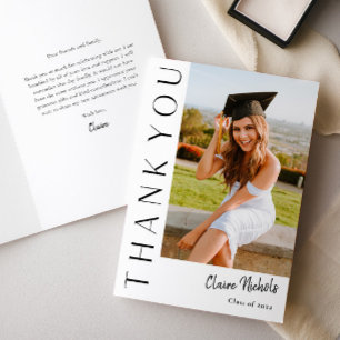 Modern Vertical Photo Graduation Thank You Card
