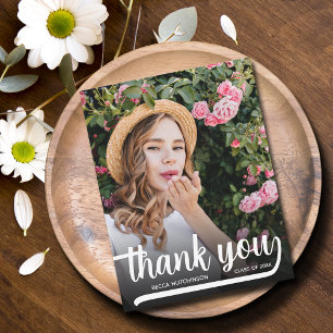 Modern Vertical Photo Graduation Thank You Card