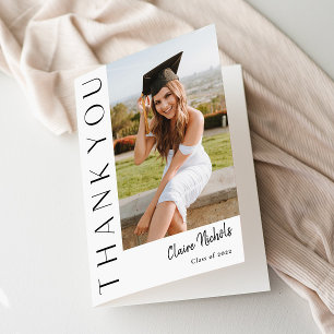 Modern Vertical Photo Graduation Thank You Card