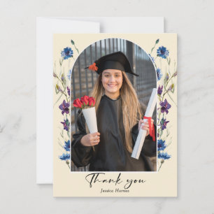 Modern Vertical Photo Graduation Thank You Postcard