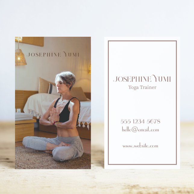 Modern Vertical Photo Instructor Yoga Wellness Business Card (Creator Uploaded)