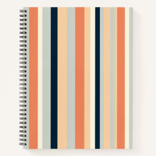 Modern Vertical Stripe Patterned Spiral Notebook