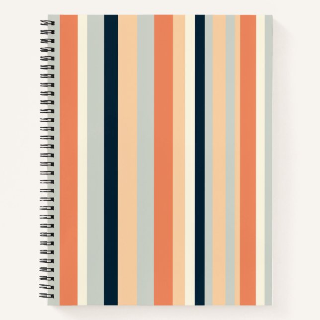 Modern Vertical Stripe Patterned Spiral Notebook (Front)