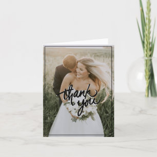 Modern Vertical Two Photo Wedding Blank Thank You Card