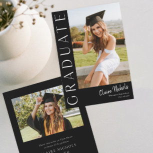 Modern Vertical Typography Photo Graduation Invitation