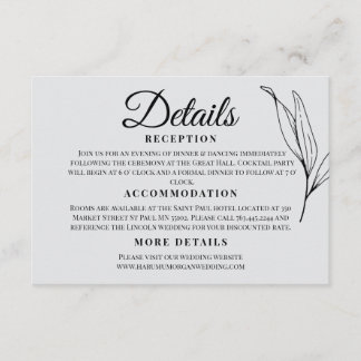 Modern Vertical Wedding Enclosure Card