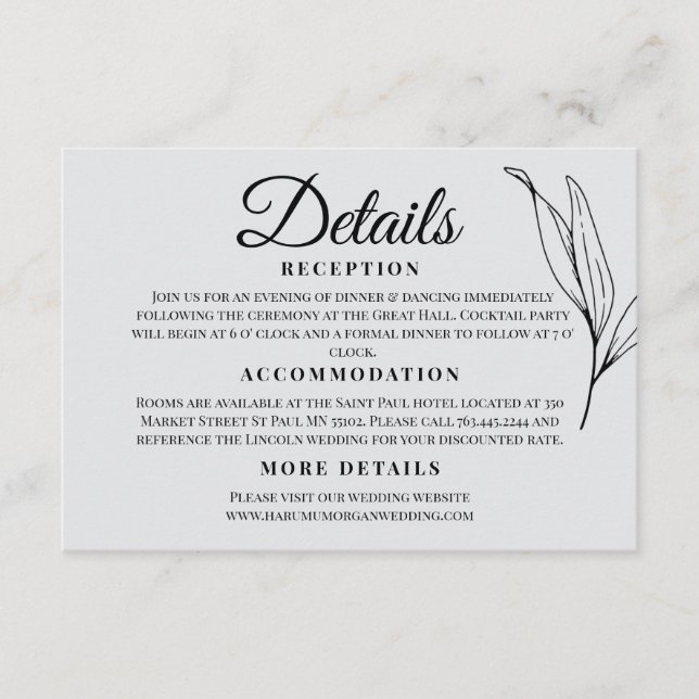 Modern Vertical Wedding Enclosure Card  (Front)