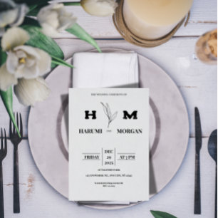 Modern Vertical Wedding Invitation