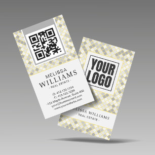 Modern Vertical Yellow & Grey Geometric Business Card