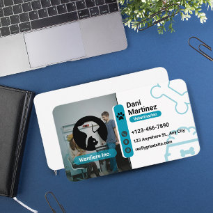 Modern Vet Animal Hospital – Black & Blue Business Card