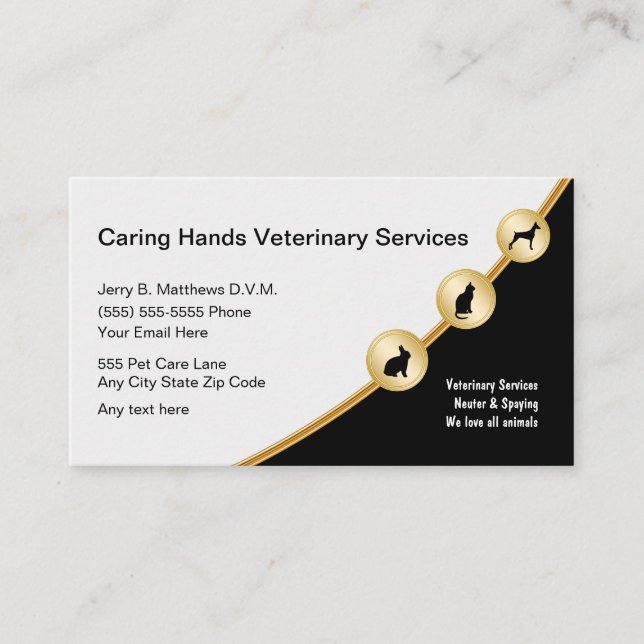 Modern Veterinarian Services Business Card (Front)