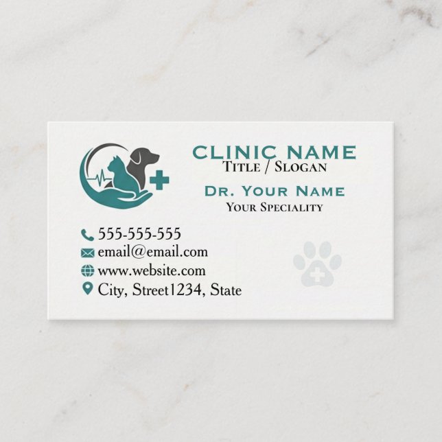 Modern Veterinary Clinic Customised Business Card  (Front)