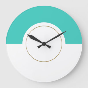 Modern Vibrant Aqua Speedometer Top Colour Block Large Clock