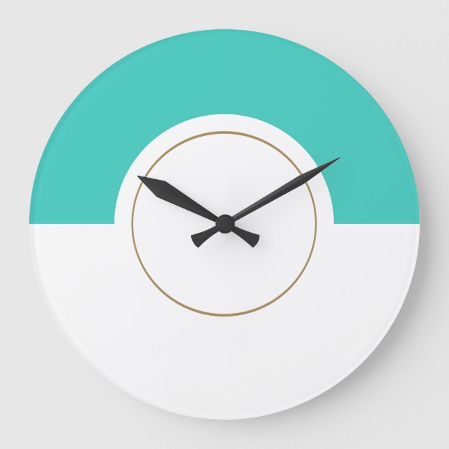 Modern Vibrant Aqua Speedometer Top Colour Block Large Clock (Front)