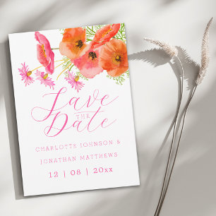 Modern Vibrant Boho Watercolor Floral Wedding Save The Date