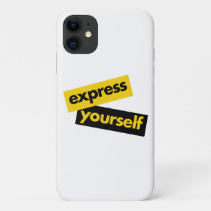 Modern, vibrant, bold graphic of Express Yourself iPhone 11 Case