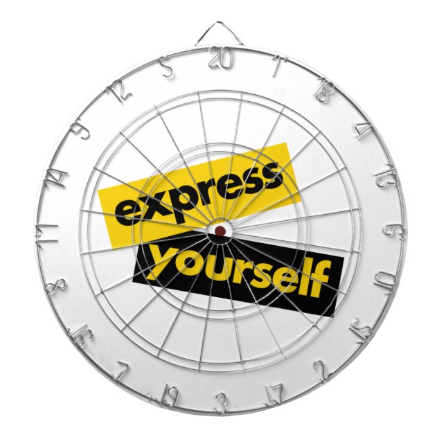Modern, vibrant, bold graphic of Express Yourself Dartboard (Front)