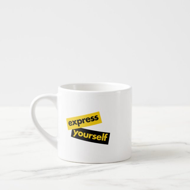 Modern, vibrant, bold graphic of Express Yourself Espresso Cup (Left)